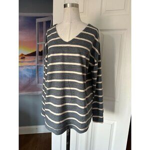 NWT Haven Well Within soft comfy L/S gray striped top Medium Org. $68
